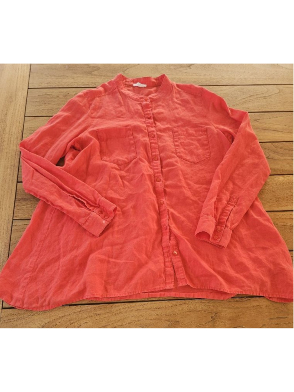 Eileen Fisher 100% Organic Irish Linen Button Up Shirt Size M